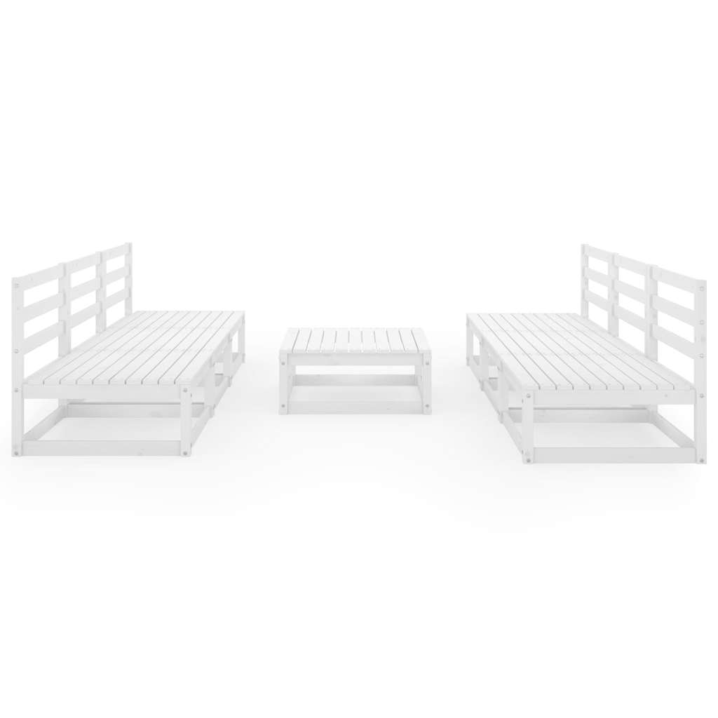 Set Divani da Giardino 7 pz Bianco in Legno Massello di Pino