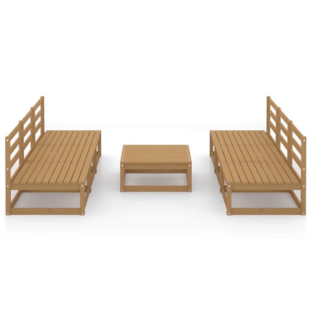 Set Salotto da Giardino 7pz Marrone Ambra Legno Massello Pino