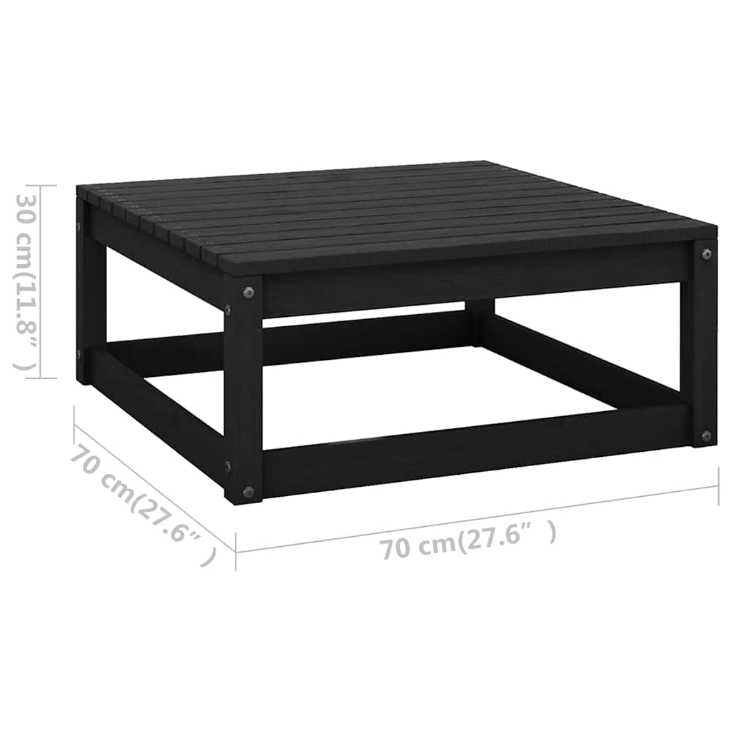Set Divani da Giardino 7 pz Nero in Legno Massello di Pino