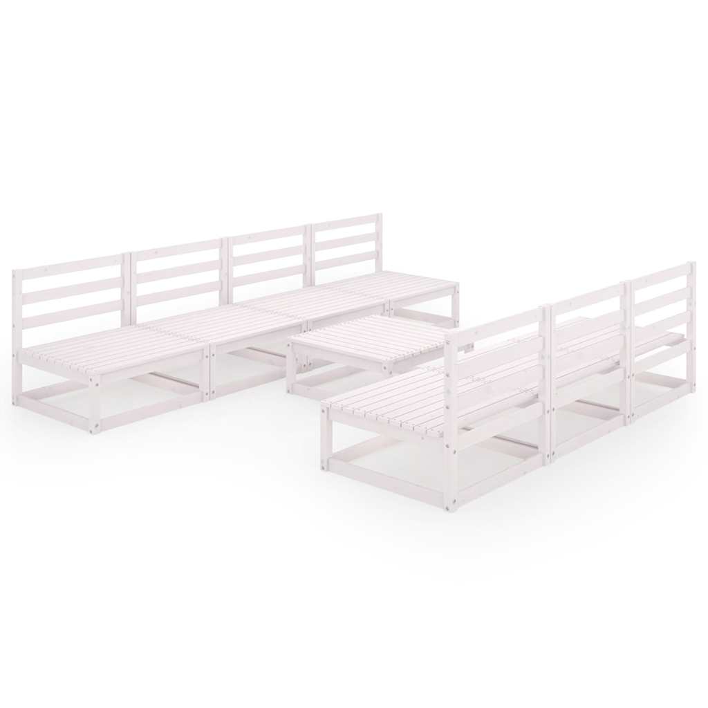 Set Divani da Giardino 8 pz Bianco in Legno Massello di Pino