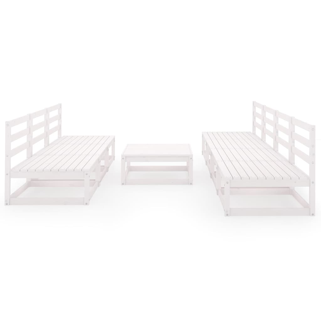 Set Divani da Giardino 8 pz Bianco in Legno Massello di Pino