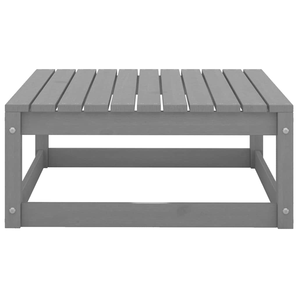 Set Divani da Giardino 8 pz Grigio in Legno Massello di Pino