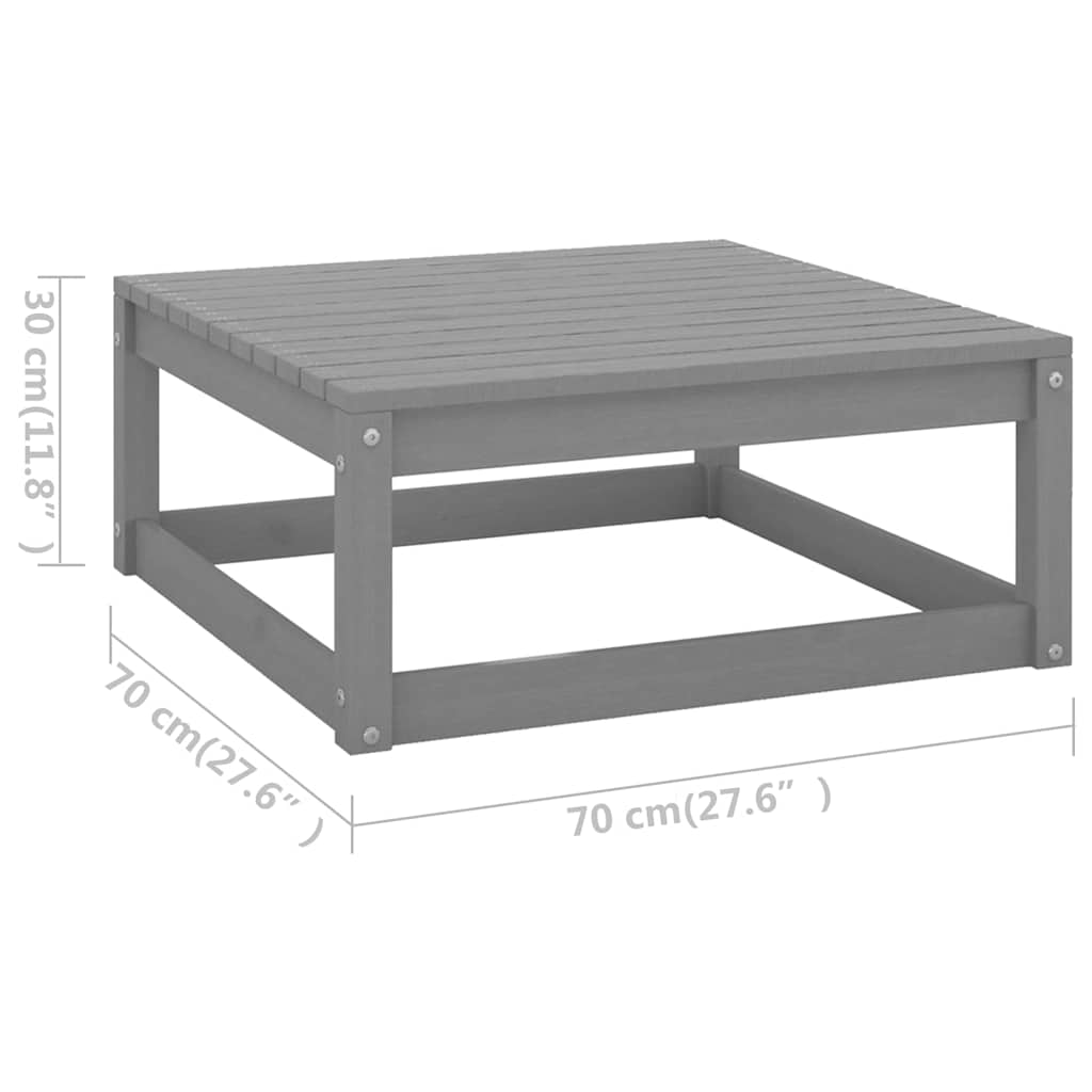 Set Divani da Giardino 8 pz Grigio in Legno Massello di Pino