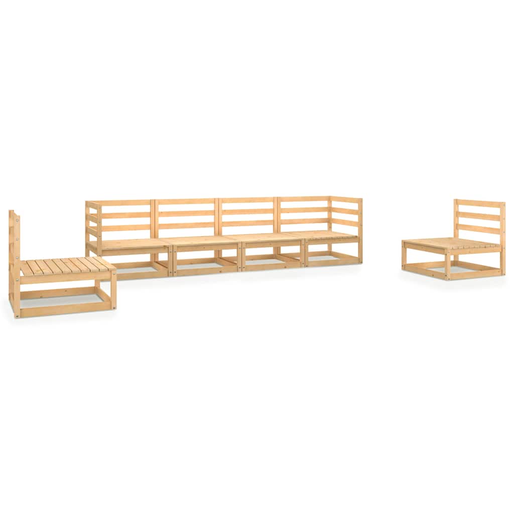 Set Divani da Giardino 6 pz in Legno Massello di Pino