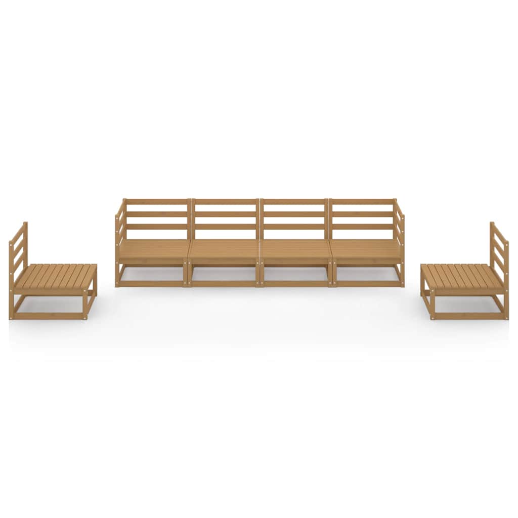 Set Salotto da Giardino 6pz Marrone Ambra Legno Massello Pino