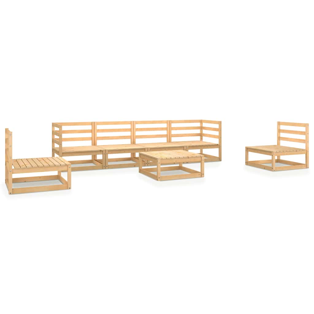 Set Divani da Giardino 7 pz in Legno Massello di Pino