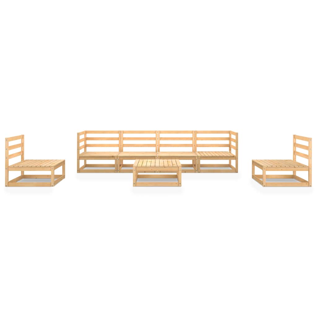 Set Divani da Giardino 7 pz in Legno Massello di Pino