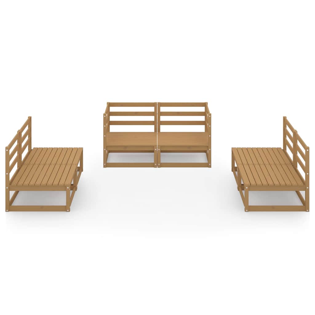 Set Salotto da Giardino 6pz Marrone Ambra Legno Massello Pino