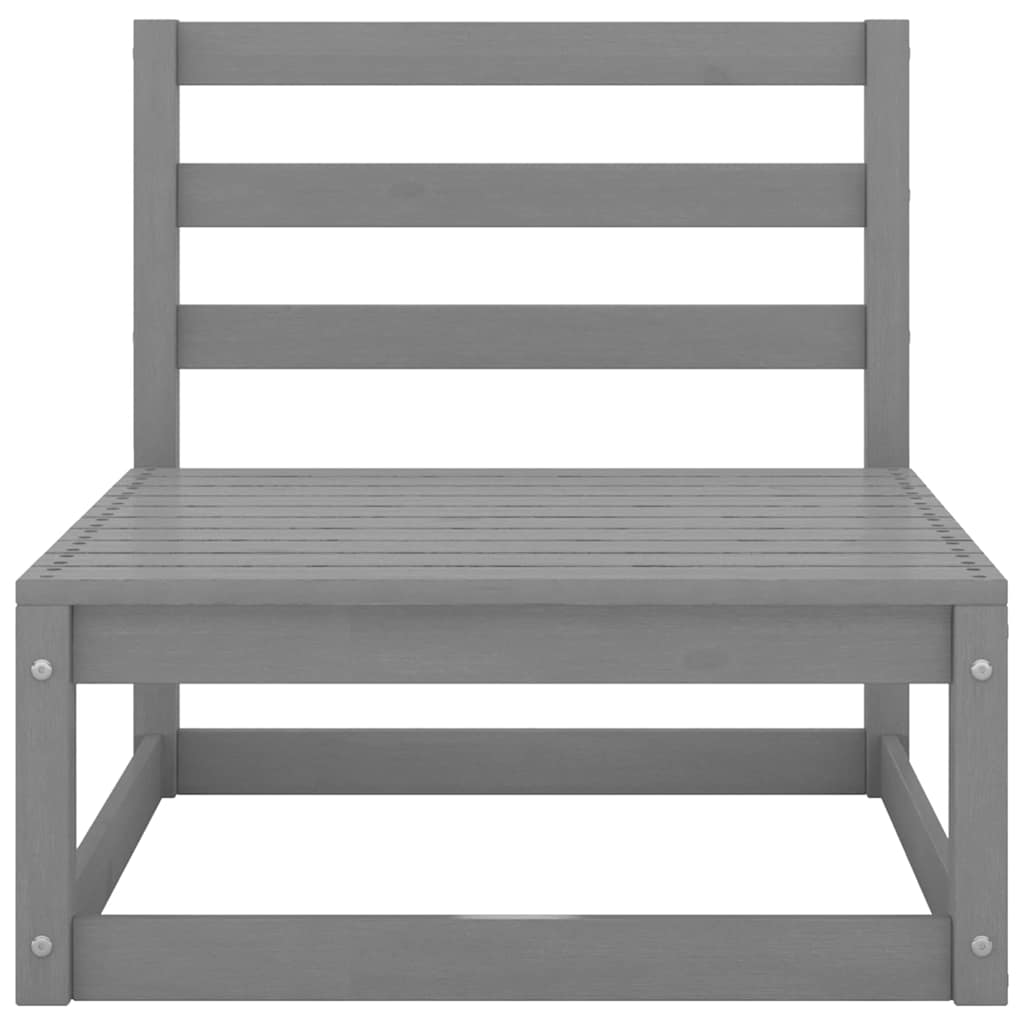 Set Divani da Giardino 8pz Grigio in Legno Massello di Pino