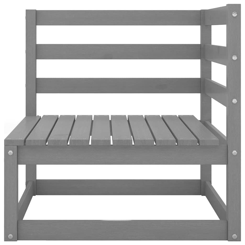 Set Divani da Giardino 8pz Grigio in Legno Massello di Pino