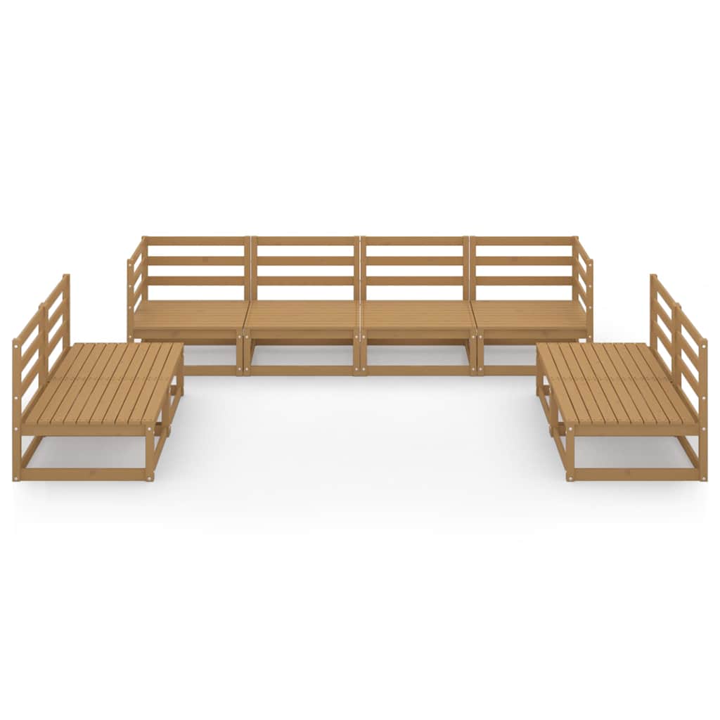 Set Salotto da Giardino 8pz Marrone Ambra Legno Massello Pino
