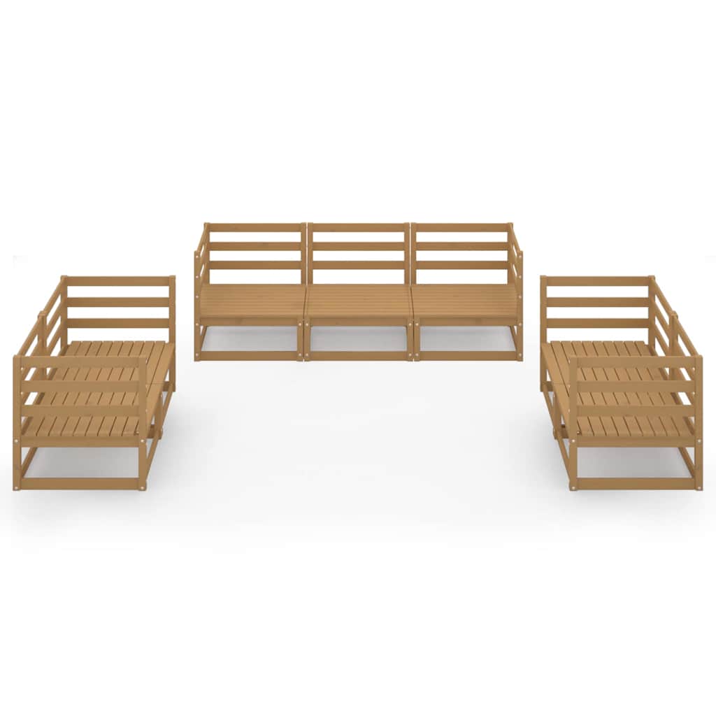 Set Salotto da Giardino 7pz Marrone Ambra Legno Massello Pino