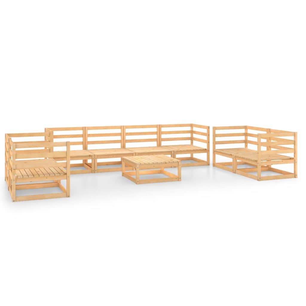 Set Divani da Giardino 9 pz in Legno Massello di Pino
