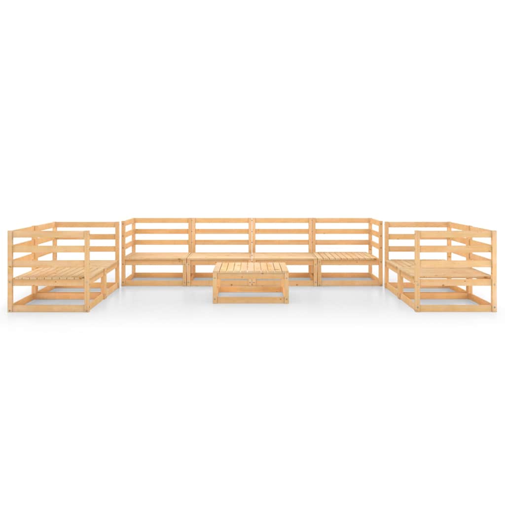 Set Divani da Giardino 9 pz in Legno Massello di Pino