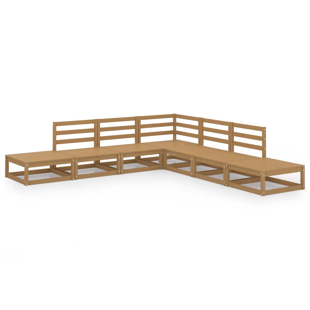 Set Salotto da Giardino 7pz Marrone Ambra Legno Massello Pino