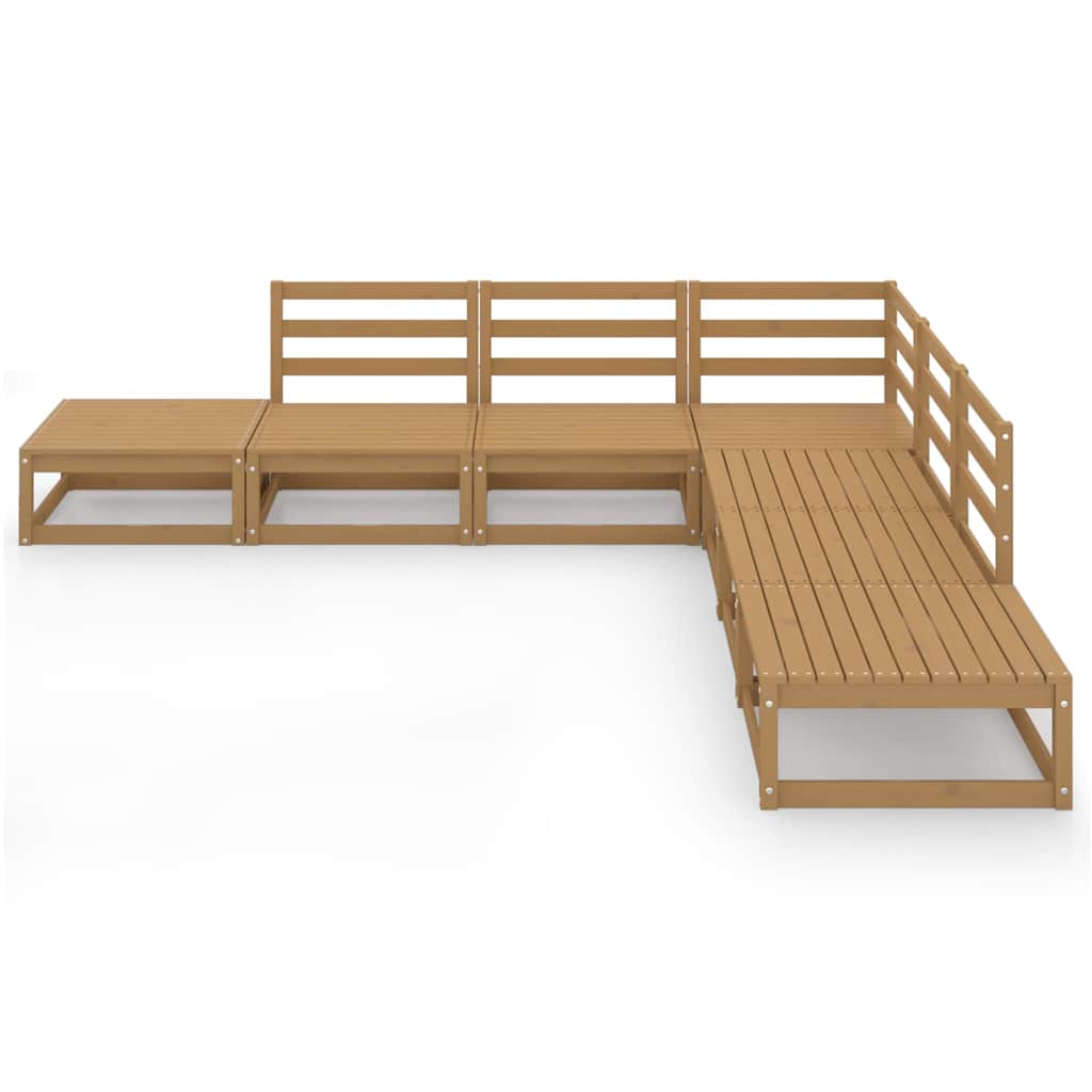 Set Salotto da Giardino 7pz Marrone Ambra Legno Massello Pino