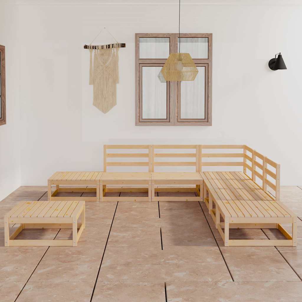 Set Divani da Giardino 8 pz in Legno Massello di Pino