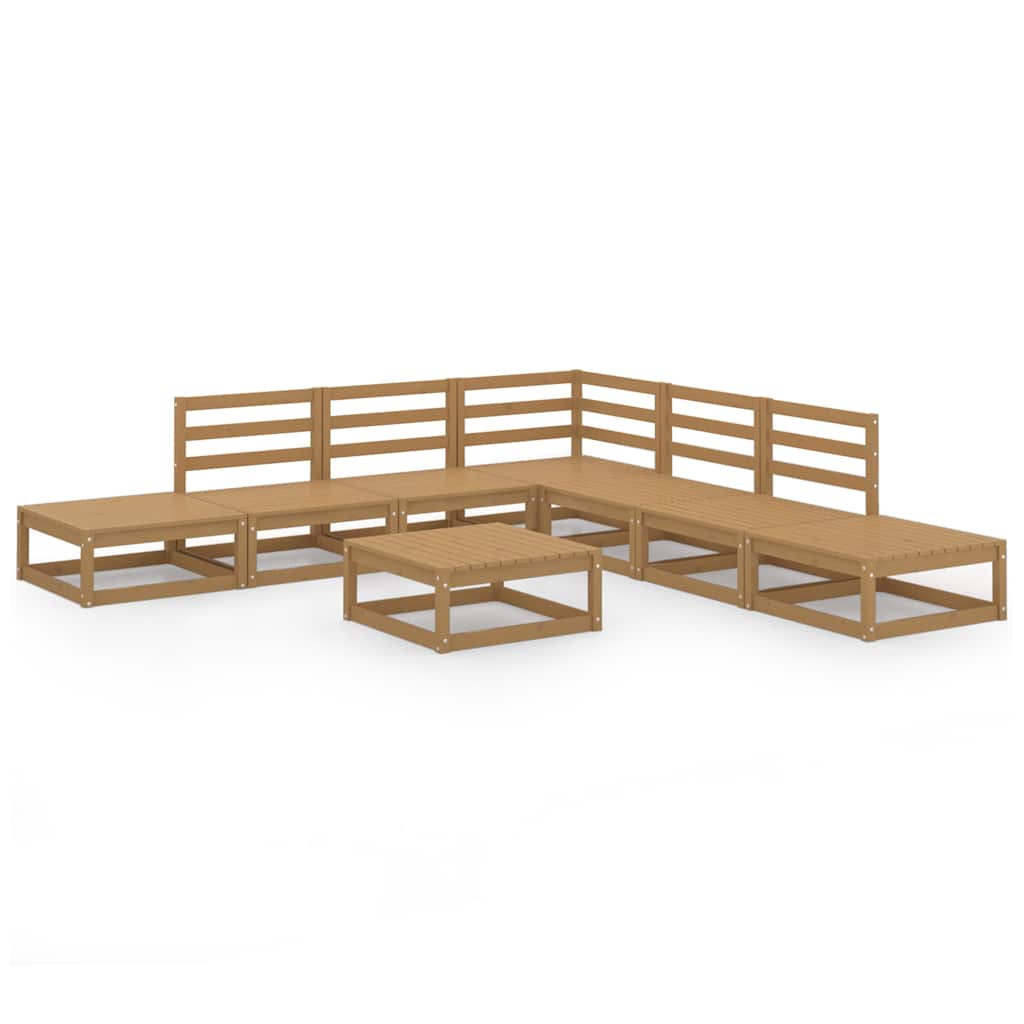 Set Salotto da Giardino 8pz Marrone Ambra Legno Massello Pino