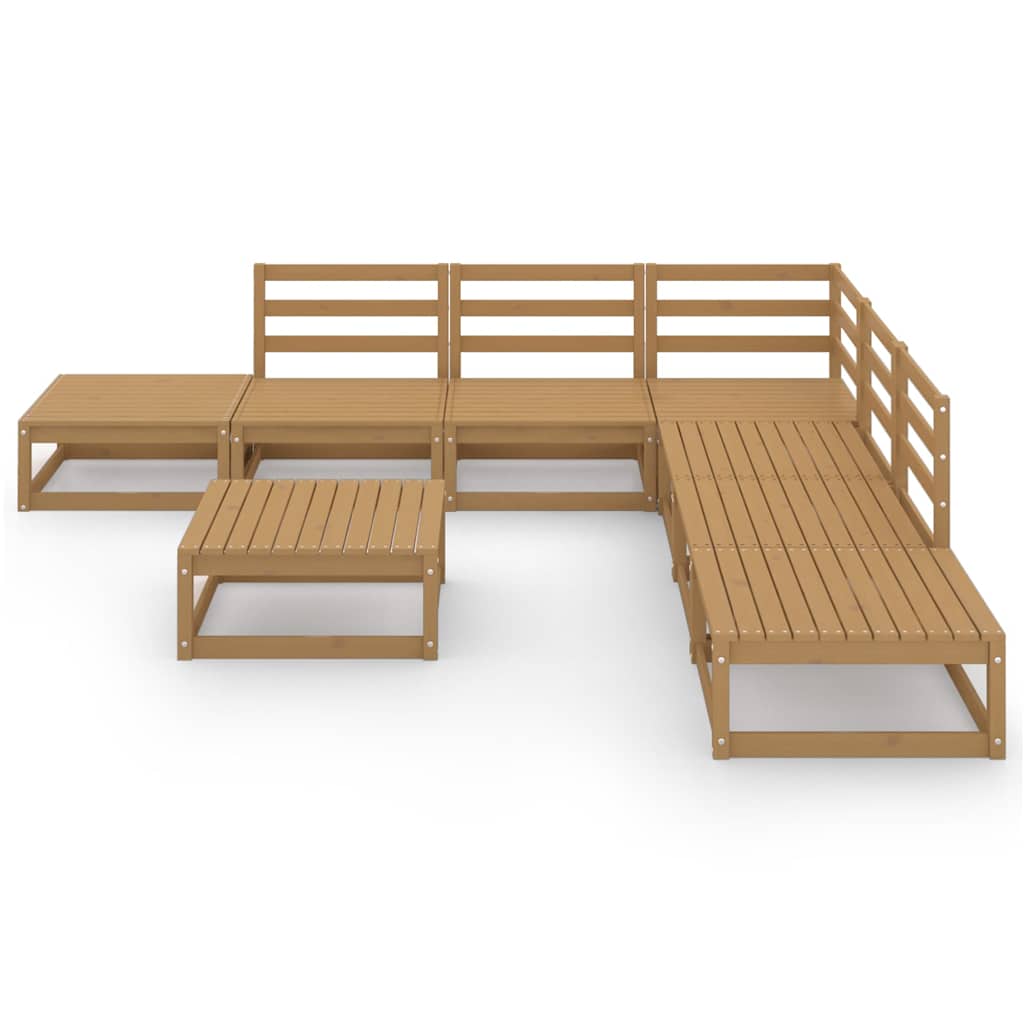 Set Salotto da Giardino 8pz Marrone Ambra Legno Massello Pino