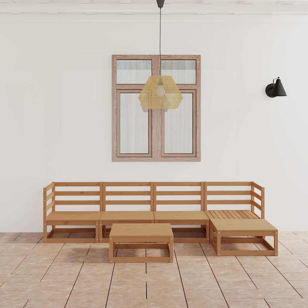 Set Salotto da Giardino 6pz Marrone Ambra Legno Massello Pino