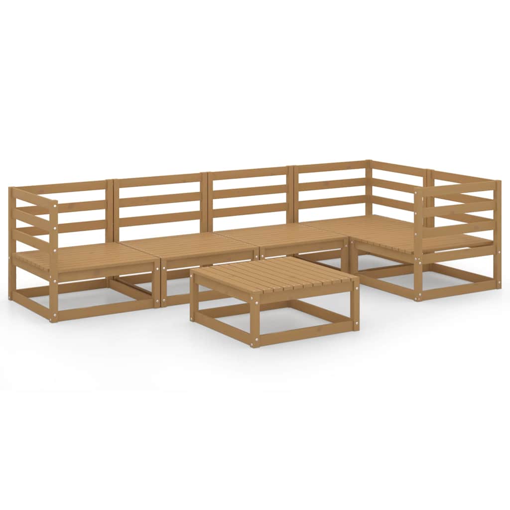 Set Salotto da Giardino 6pz Marrone Ambra Legno Massello Pino