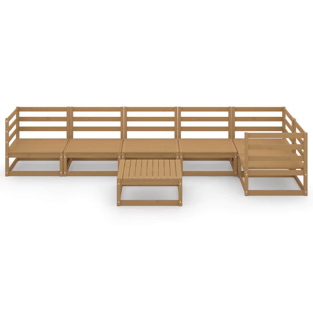 Set Salotto da Giardino 7pz Marrone Ambra Legno Massello Pino