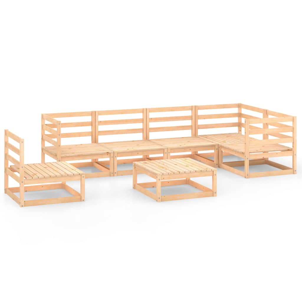 Set Divani da Giardino 7 pz in Legno Massello di Pino