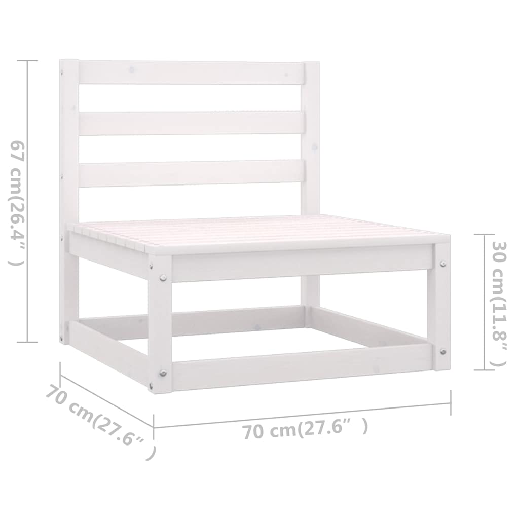 Set Divani da Giardino 7 pz Bianchi in Legno Massello di Pino