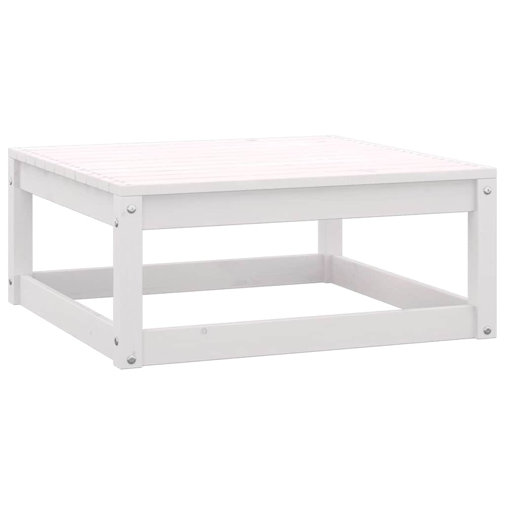 Set Divani da Giardino 7 pz Bianchi in Legno Massello di Pino