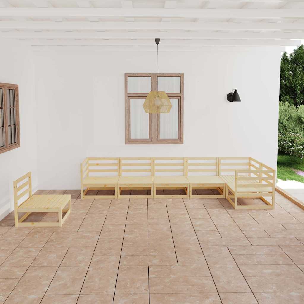 Set Divani da Giardino 7 pz in Legno Massello di Pino