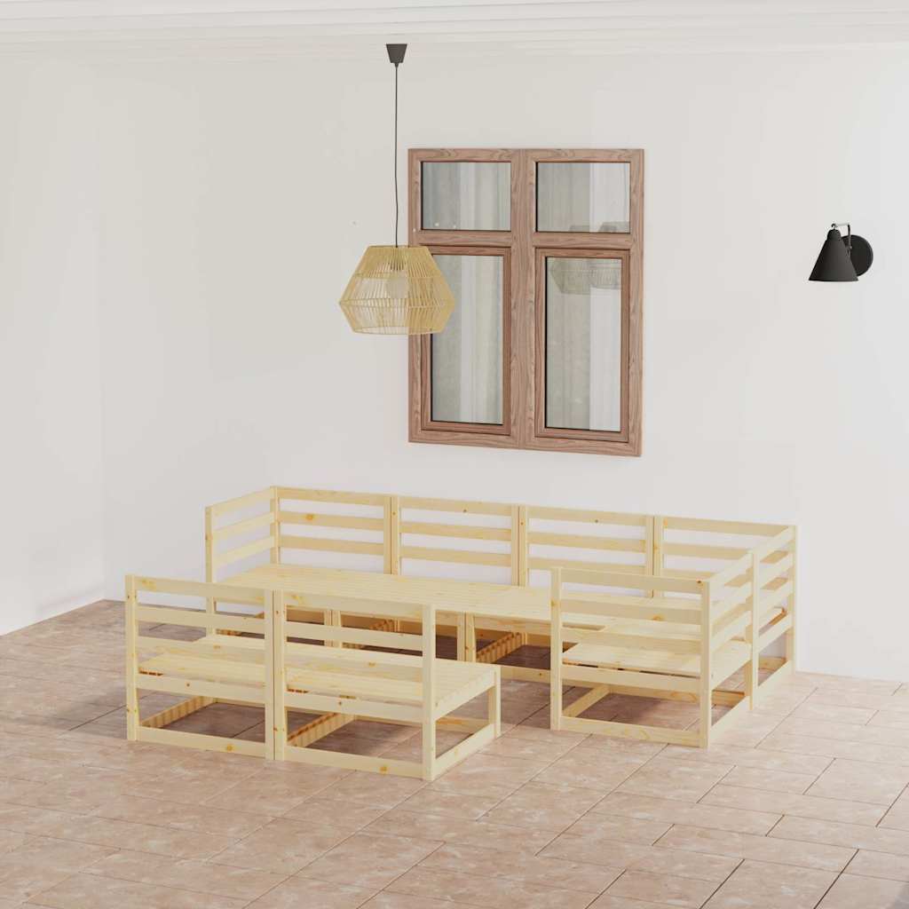 Set Divani da Giardino 7 pz in Legno Massello di Pino
