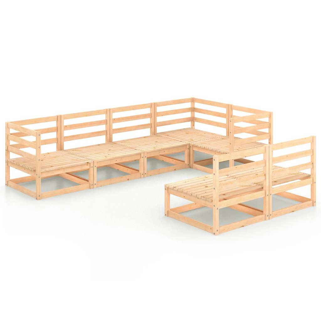 Set Divani da Giardino 7 pz in Legno Massello di Pino