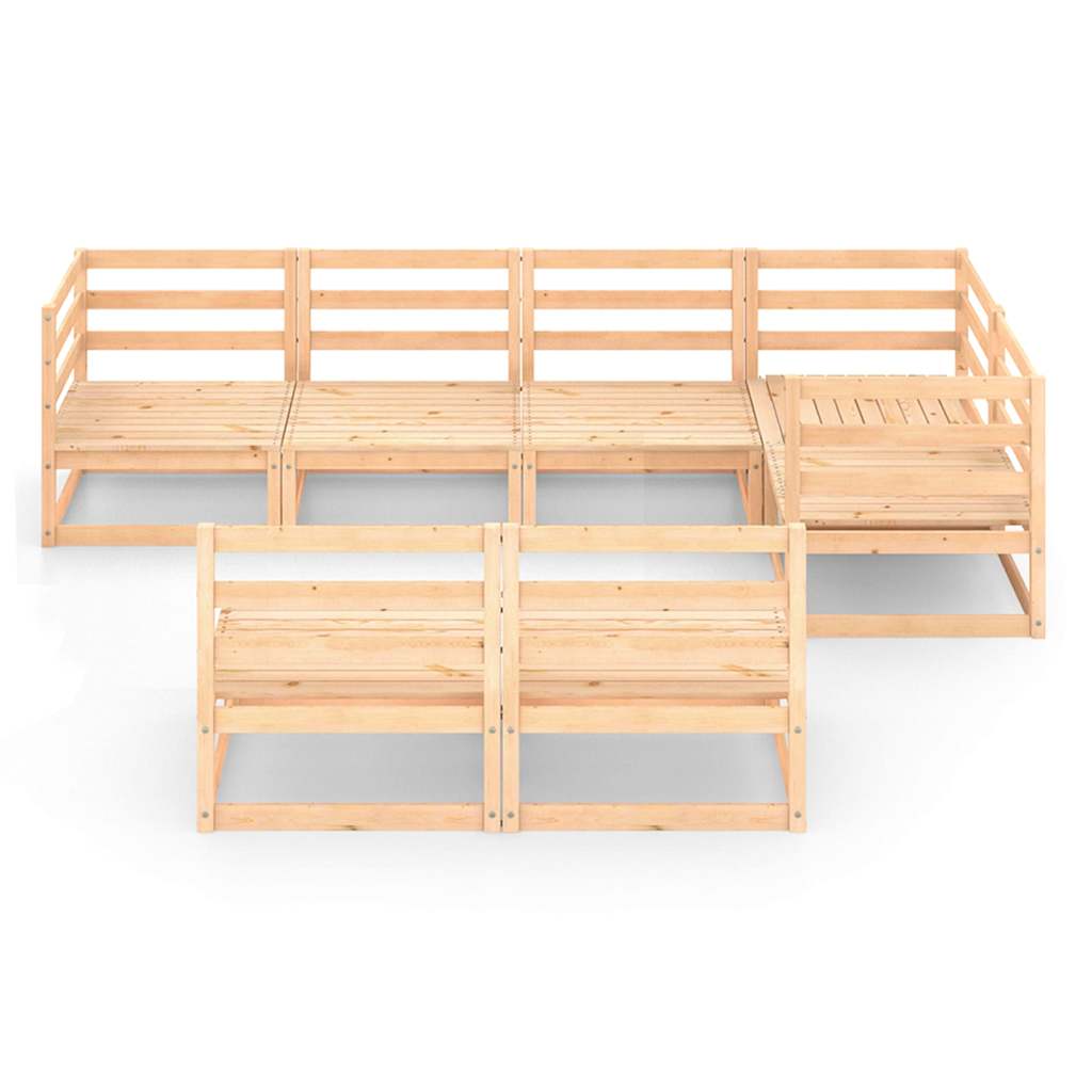 Set Divani da Giardino 7 pz in Legno Massello di Pino