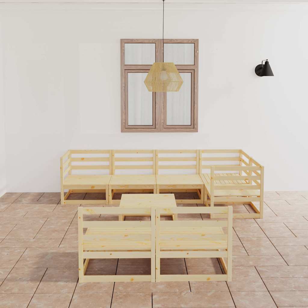 Set Divani da Giardino 8 pz in Legno Massello di Pino