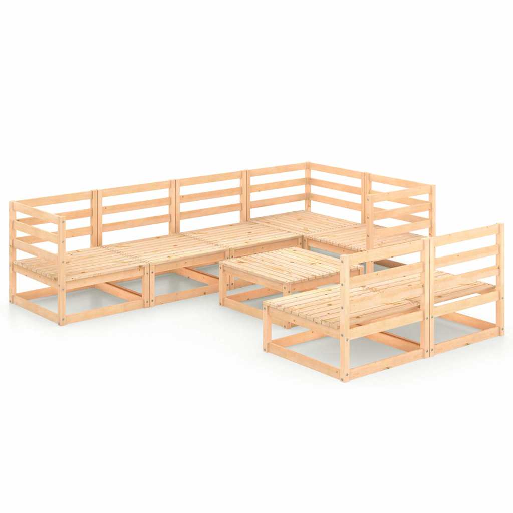 Set Divani da Giardino 8 pz in Legno Massello di Pino