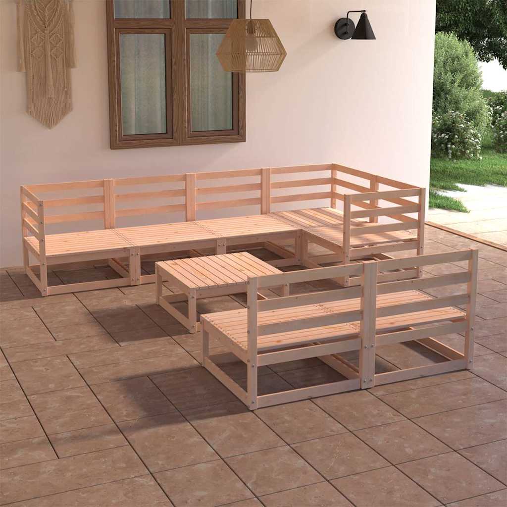 Set Divani da Giardino 8 pz in Legno Massello di Pino