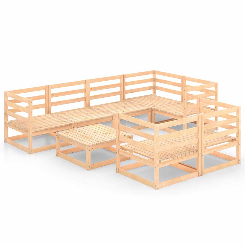 Set Divani da Giardino 8 pz in Legno Massello di Pino