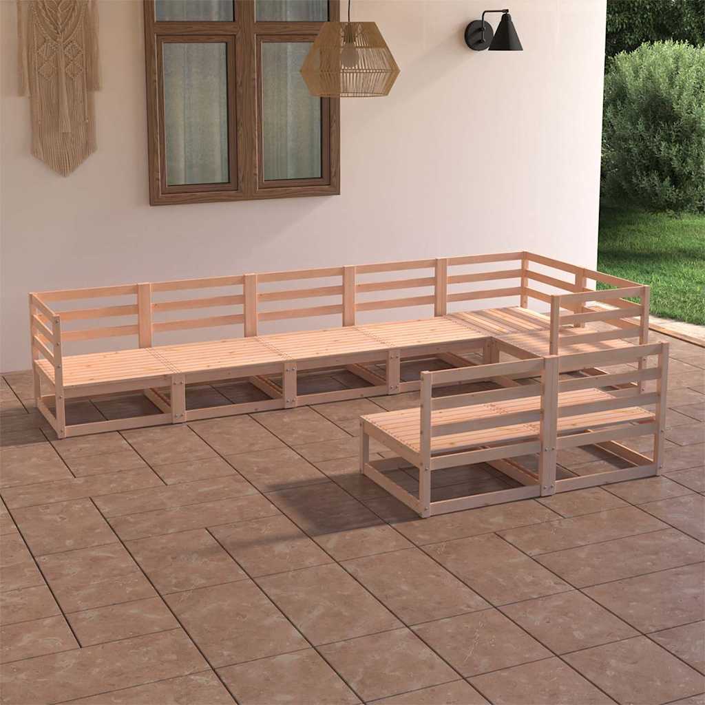 Set Divani da Giardino 8 pz in Legno Massello di Pino