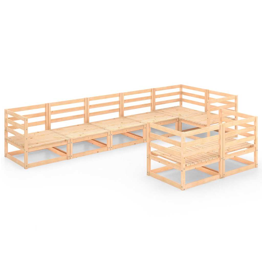 Set Divani da Giardino 8 pz in Legno Massello di Pino