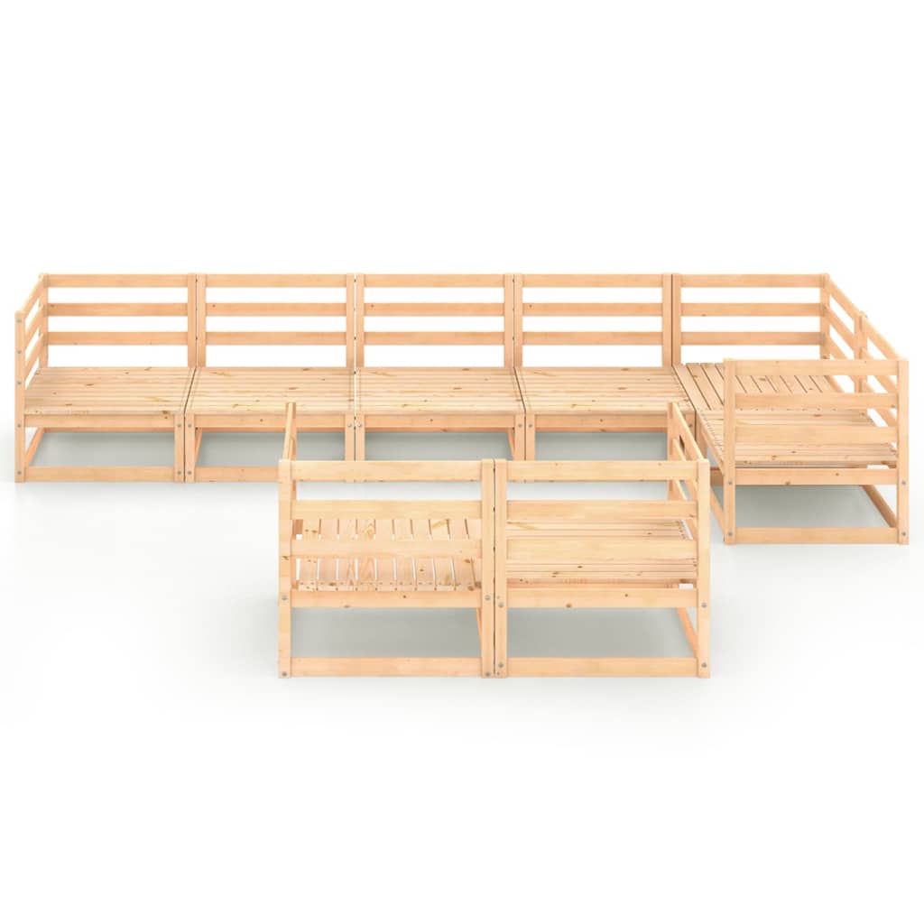 Set Divani da Giardino 8 pz in Legno Massello di Pino