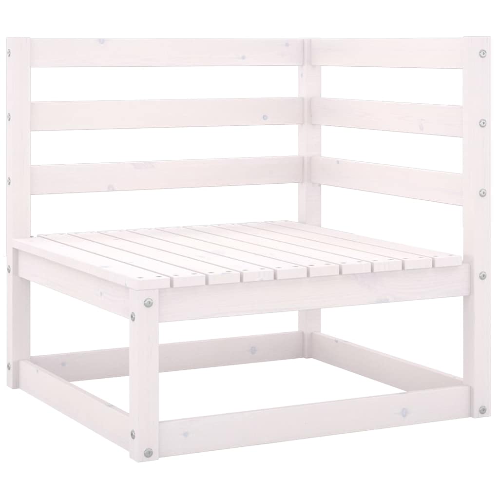 Set Divani da Giardino 8 pz Bianchi in Legno Massello di Pino