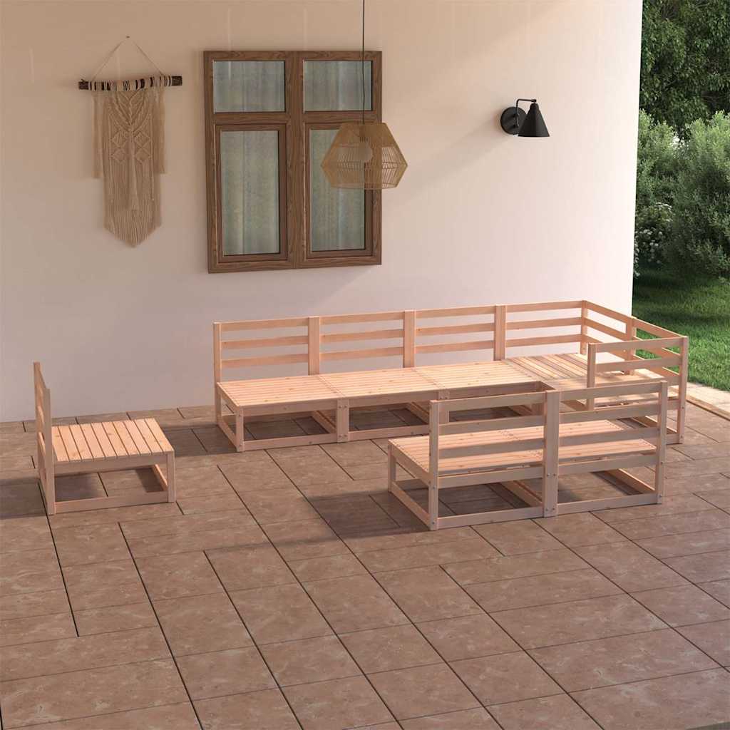 Set Divani da Giardino 8 pz in Legno Massello di Pino