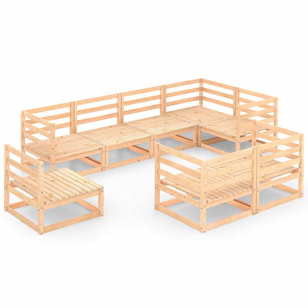 Set Divani da Giardino 8 pz in Legno Massello di Pino