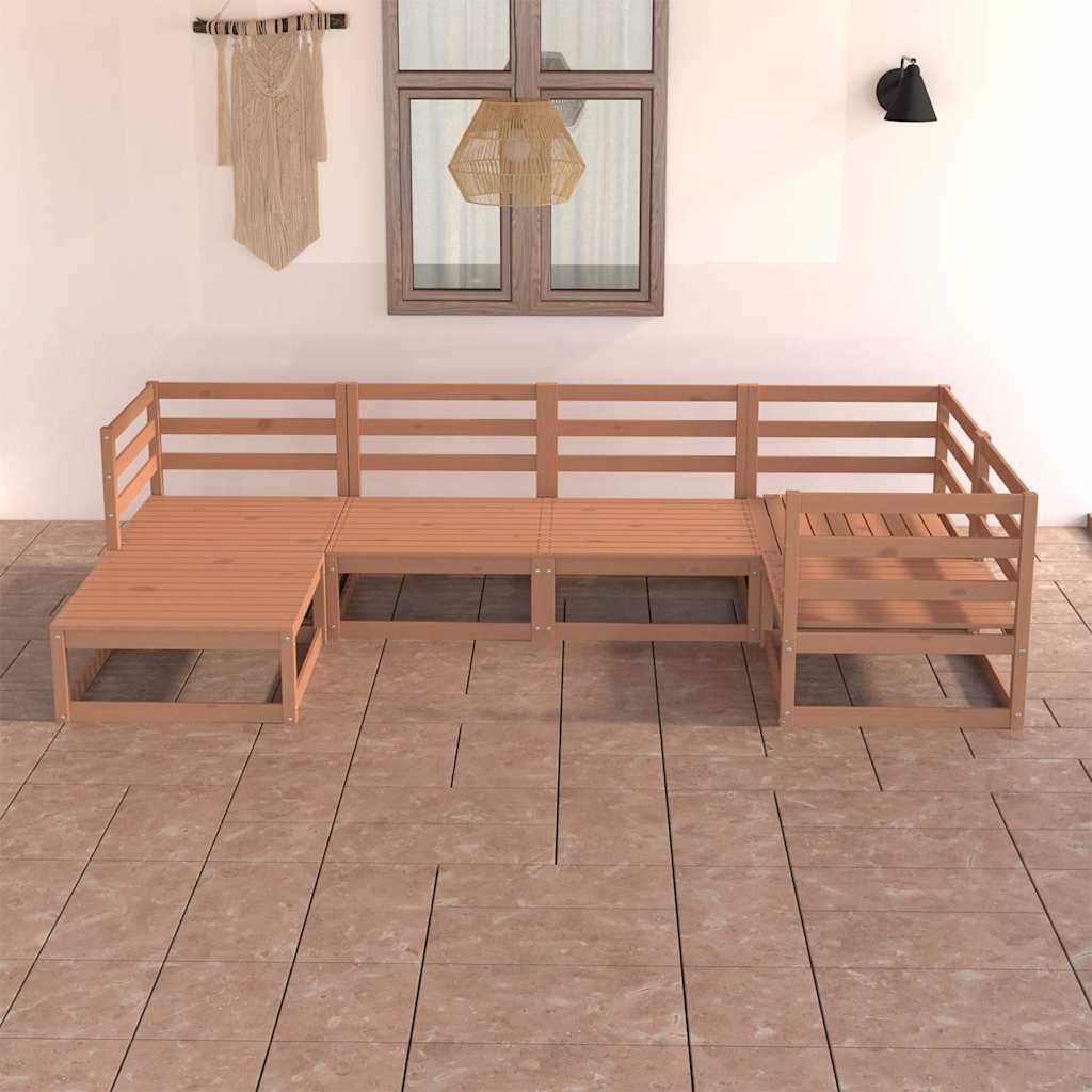 Set Salotto da Giardino 6pz Marrone Ambra Legno Massello Pino