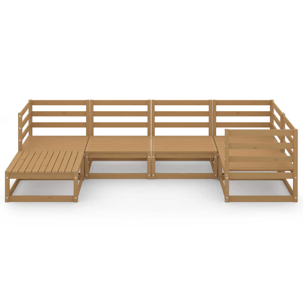 Set Salotto da Giardino 6pz Marrone Ambra Legno Massello Pino