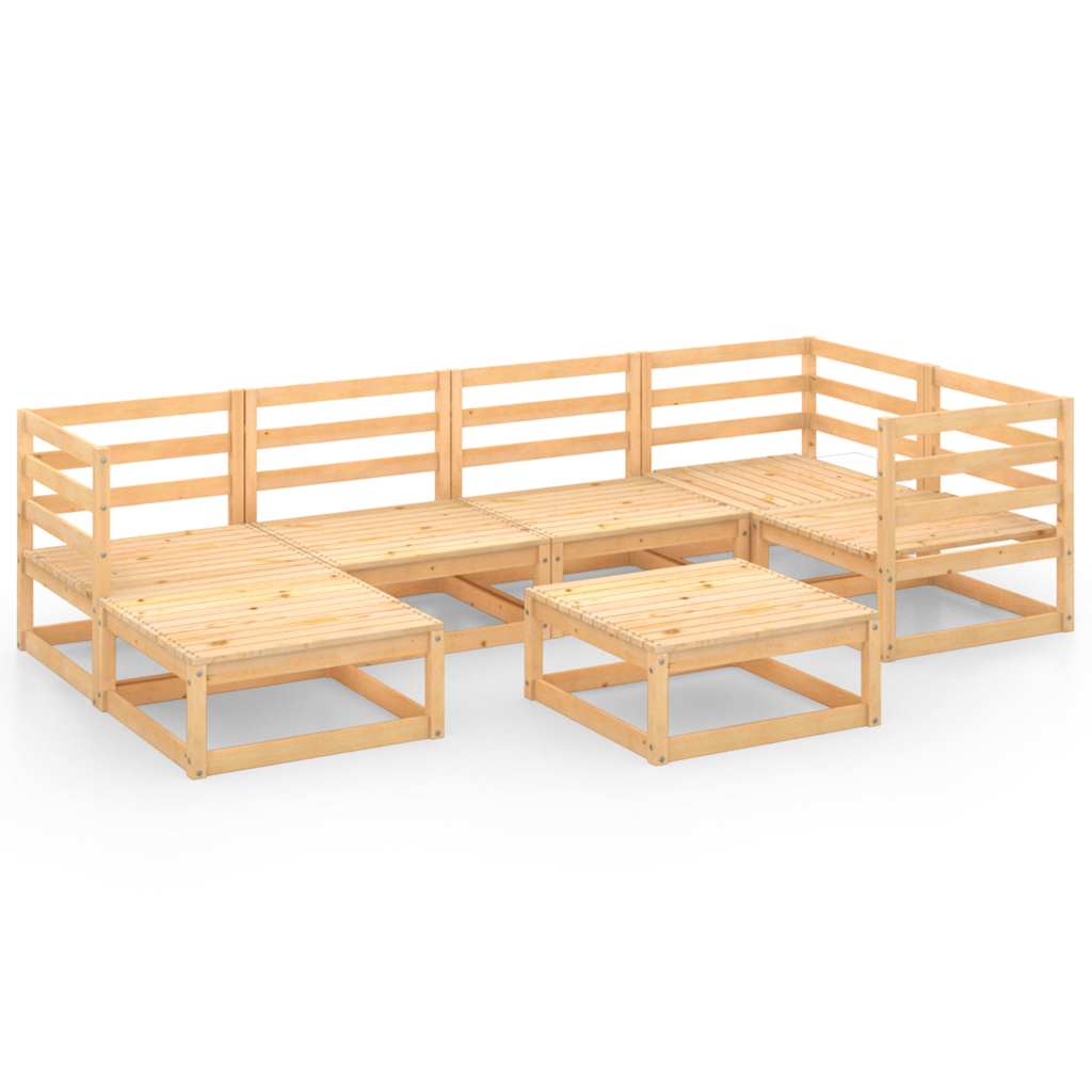 Set Divani da Giardino 7 pz in Legno Massello di Pino