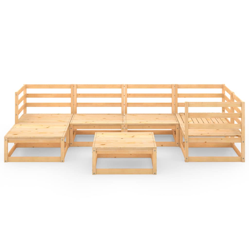 Set Divani da Giardino 7 pz in Legno Massello di Pino