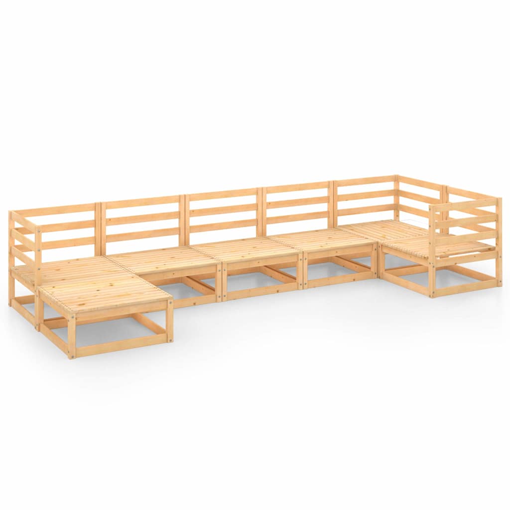 Set Divani da Giardino 7 pz in Legno Massello di Pino