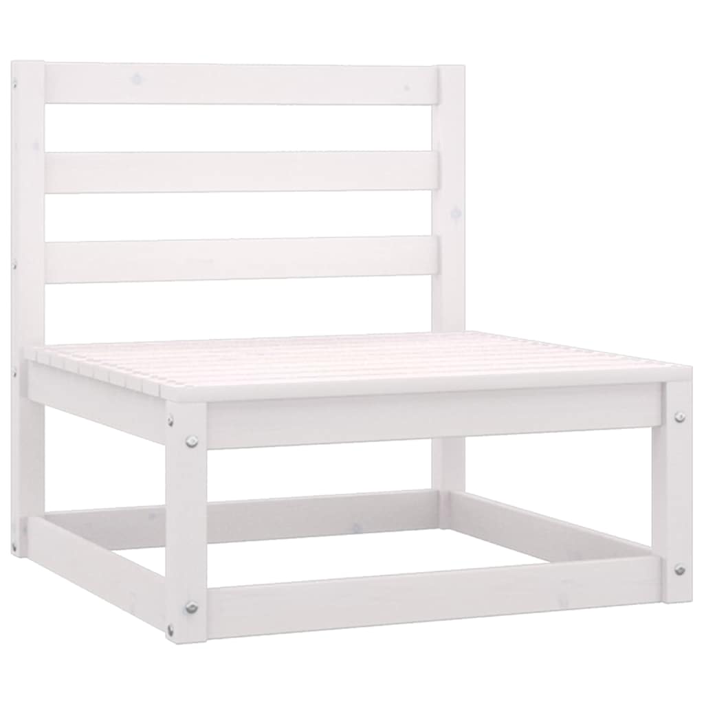 Set Divani da Giardino 7 pz Bianchi in Legno Massello di Pino