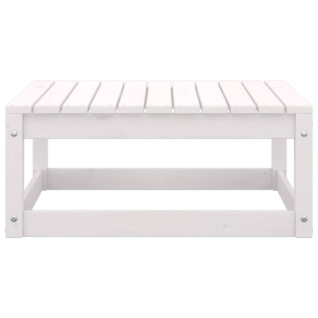 Set Divani da Giardino 7 pz Bianchi in Legno Massello di Pino